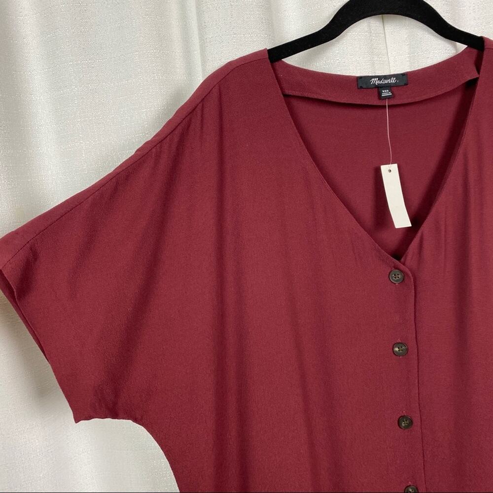 Madewell Burgundy Button Front easy Day Dress Sz.XXS NWT - Picture 6 of 12